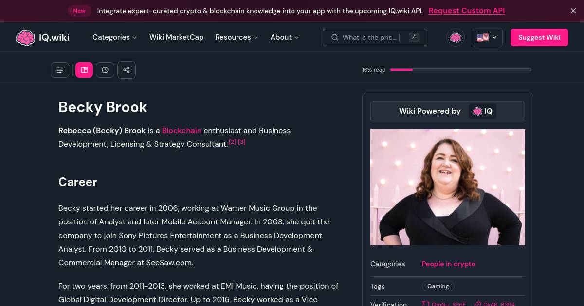 Becky Brook - People in crypto | IQ.wiki